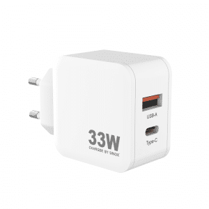 Sinox PRO 230V USB-A+USB-C PD oplader 33W. Hvid, SXP6033